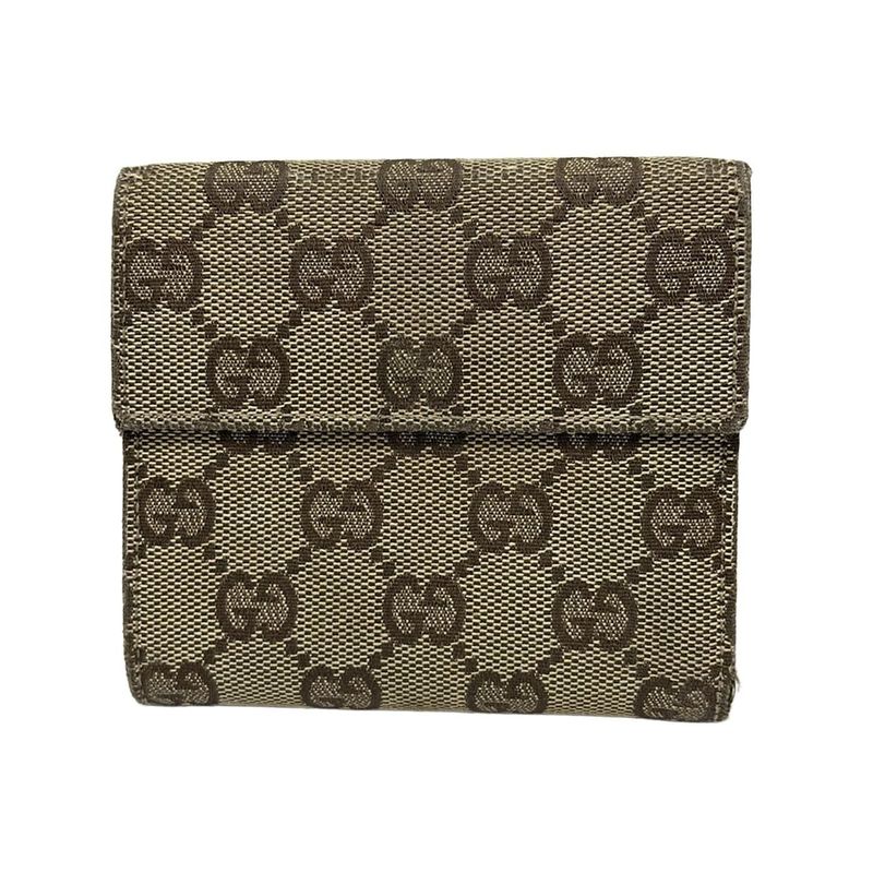 Gucci W Hook Wallet In Eclipse GG Pattern 120935 Beige And Dark Brown