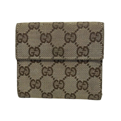 Gucci W Hook Wallet In Eclipse GG Pattern 120935 Beige And Dark Brown