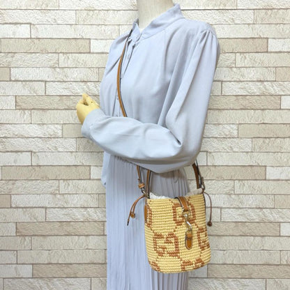 Gucci Woven Mini Bucket Bag Shoulder Bag Fabric 816284 Beige Ladies Gucci