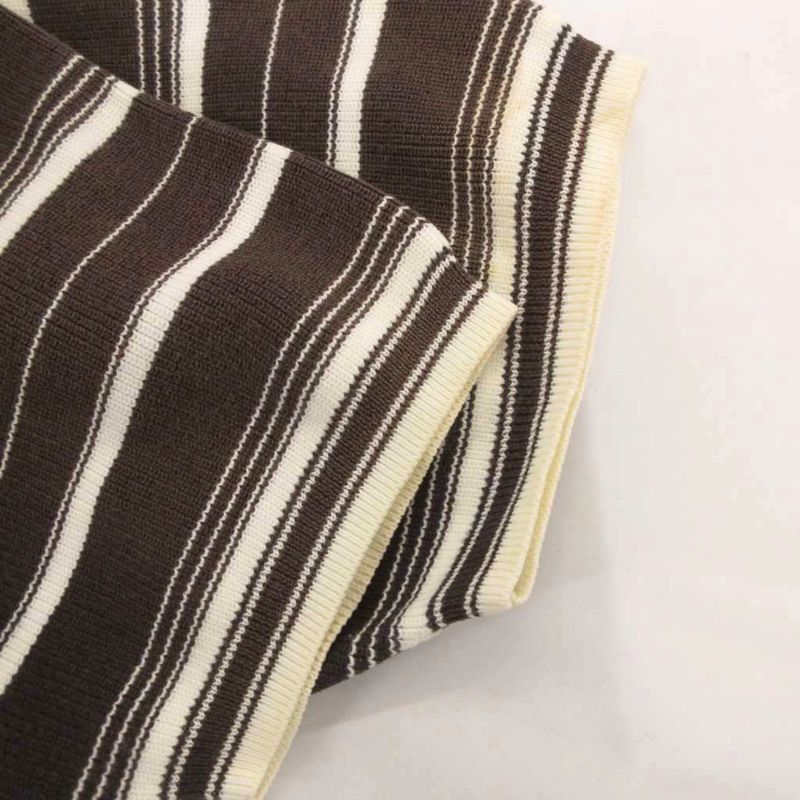 Christian DIOR Knit Polo Shirt Striped Short Sleeve Brown Ibo81 FF