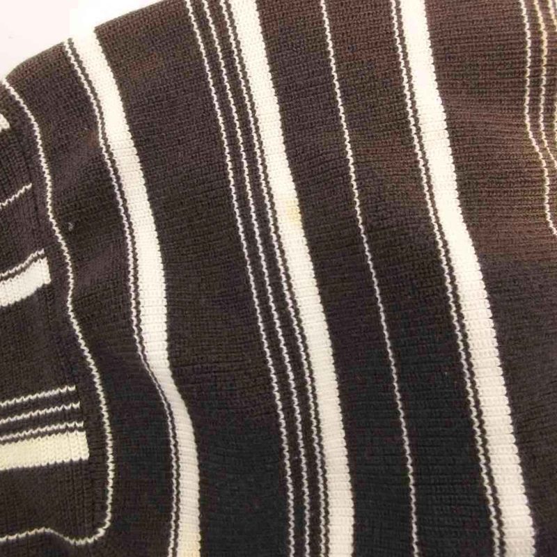 Christian DIOR Knit Polo Shirt Striped Short Sleeve Brown Ibo81 FF