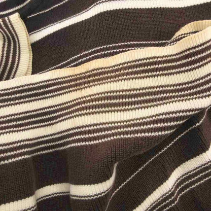 Christian DIOR Knit Polo Shirt Striped Short Sleeve Brown Ibo81 FF