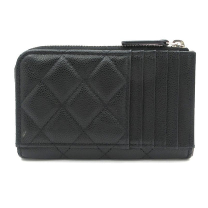 Chanel Coin Case Matelasse Black L-shape Zipper/silver Hardware