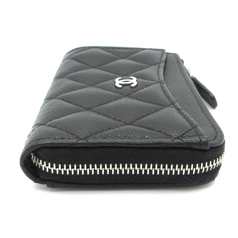 Chanel Coin Case Matelasse Black L-shape Zipper/silver Hardware