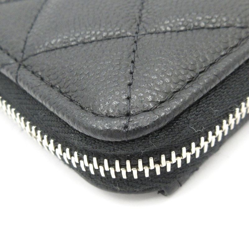 Chanel Coin Case Matelasse Black L-shape Zipper/silver Hardware