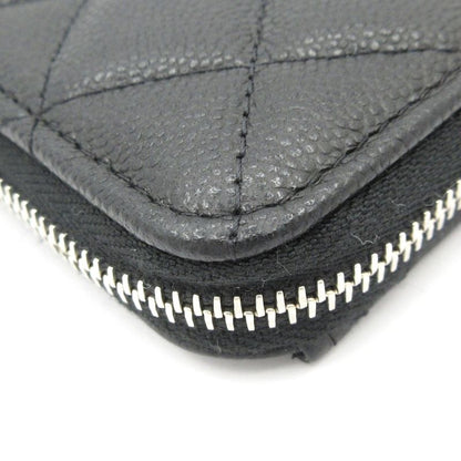 Chanel Coin Case Matelasse Black L-shape Zipper/silver Hardware