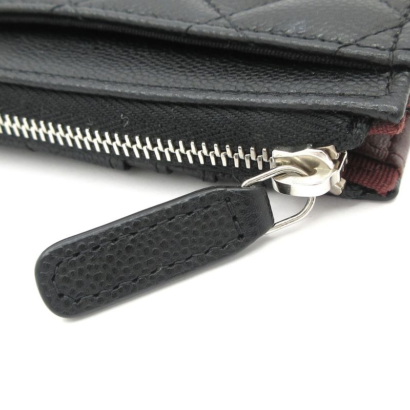 Chanel Coin Case Matelasse Black L-shape Zipper/silver Hardware