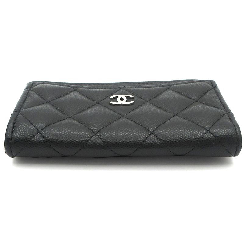 Chanel Coin Case Matelasse Black L-shape Zipper/silver Hardware