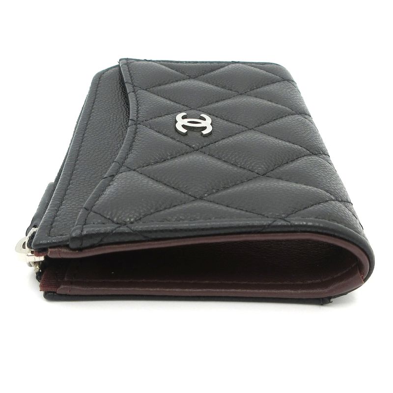Chanel Coin Case Matelasse Black L-shape Zipper/silver Hardware