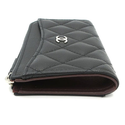 Chanel Coin Case Matelasse Black L-shape Zipper/silver Hardware