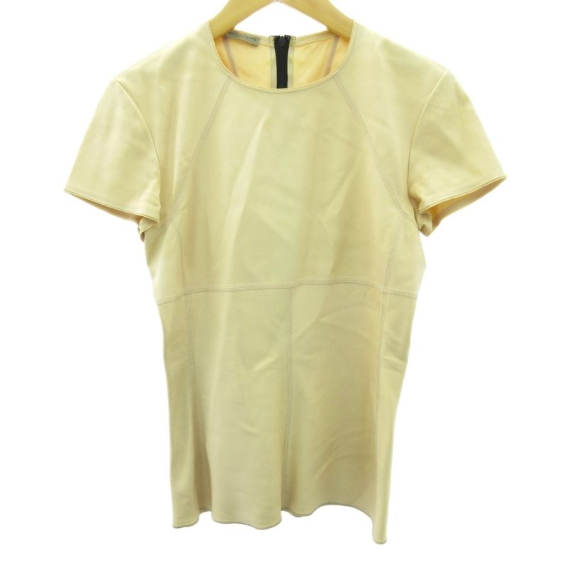 Bottega Veneta Silk Cut And Sewn T-shirt Beige Short Sleeves 38 Approx M
