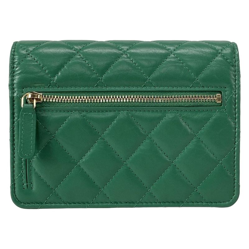 Chanel Wallet Matelasse 255 Green Chain Wallet / Mademoiselle Chain / Vintage