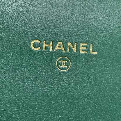 Chanel Wallet Matelasse 255 Green Chain Wallet / Mademoiselle Chain / Vintage