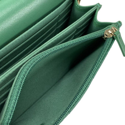 Chanel Wallet Matelasse 255 Green Chain Wallet / Mademoiselle Chain / Vintage