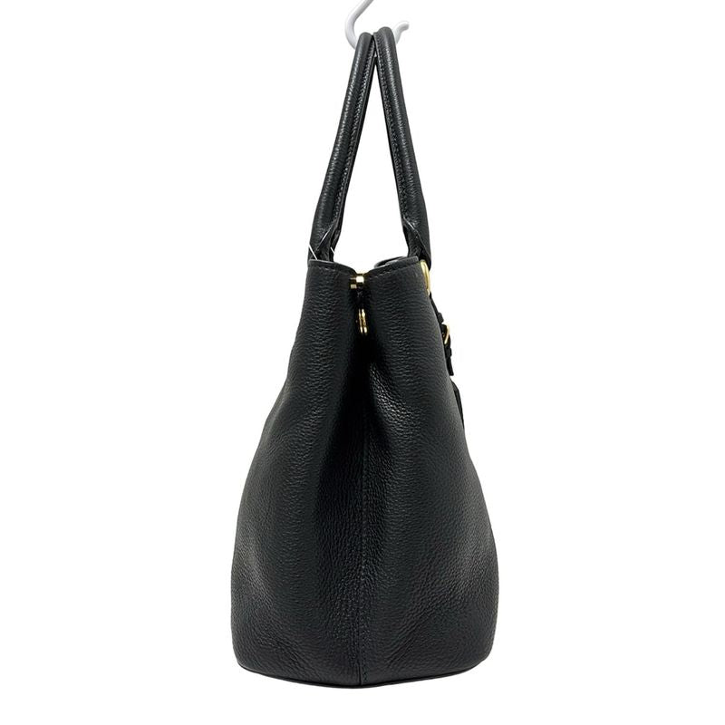 Prada Tote Bag - 1ba058 Black Leather Tag Leather