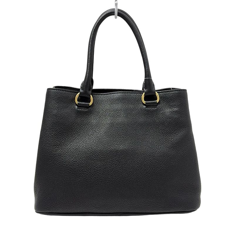 Prada Tote Bag - 1ba058 Black Leather Tag Leather