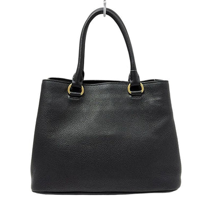 Prada Tote Bag - 1ba058 Black Leather Tag Leather