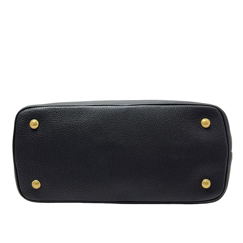 Prada Tote Bag - 1ba058 Black Leather Tag Leather