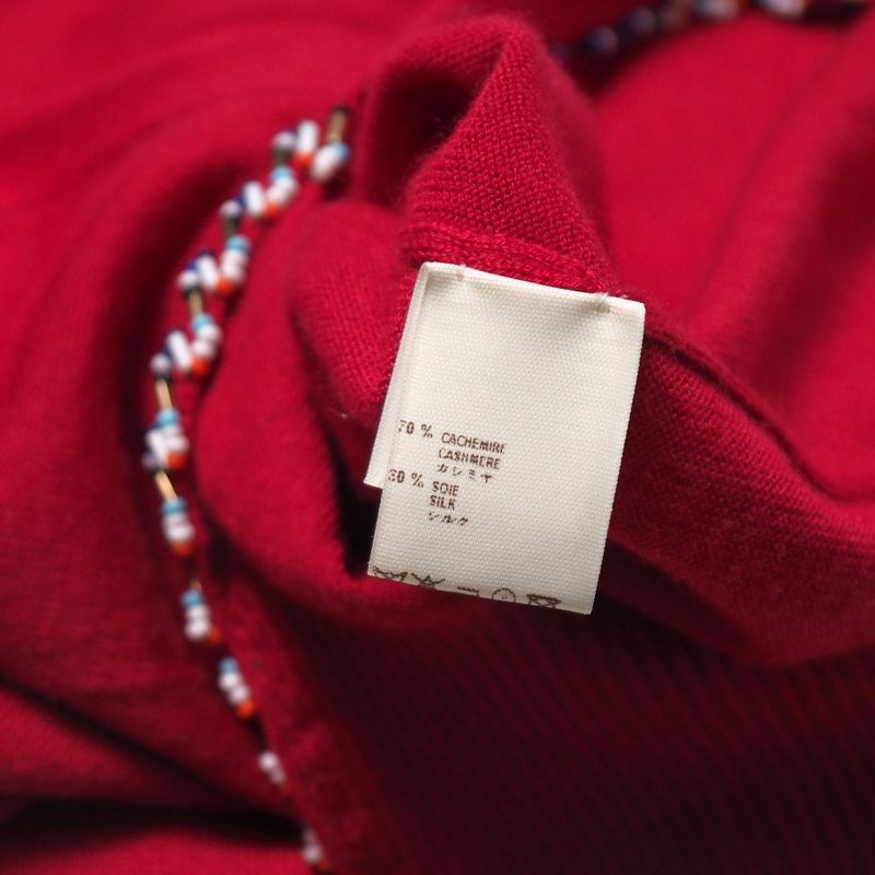 Louis Vuitton Knit Size M Cashmere Silk Short Sleeves Sweater Beaded Decoration