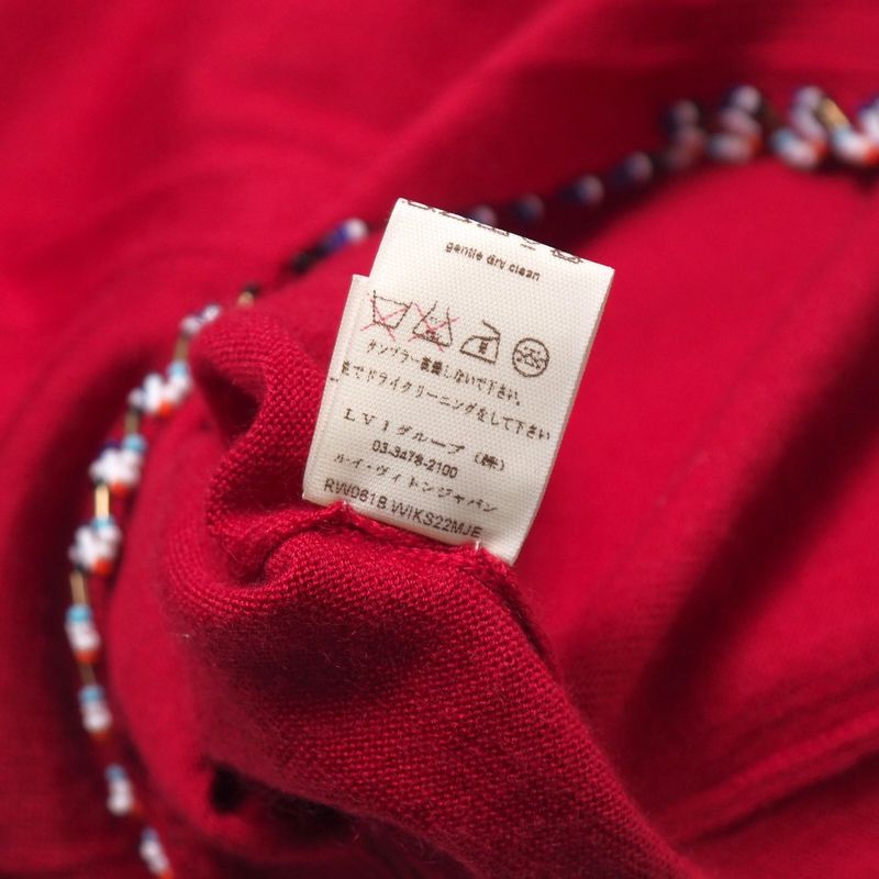 Louis Vuitton Knit Size M Cashmere Silk Short Sleeves Sweater Beaded Decoration