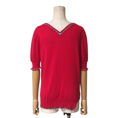 Louis Vuitton Knit Size M Cashmere Silk Short Sleeves Sweater Beaded Decoration