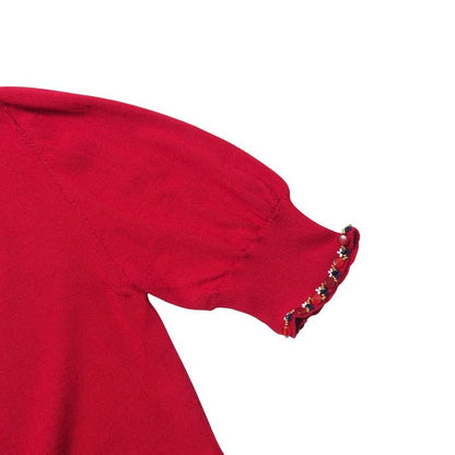 Louis Vuitton Knit Size M Cashmere Silk Short Sleeves Sweater Beaded Decoration