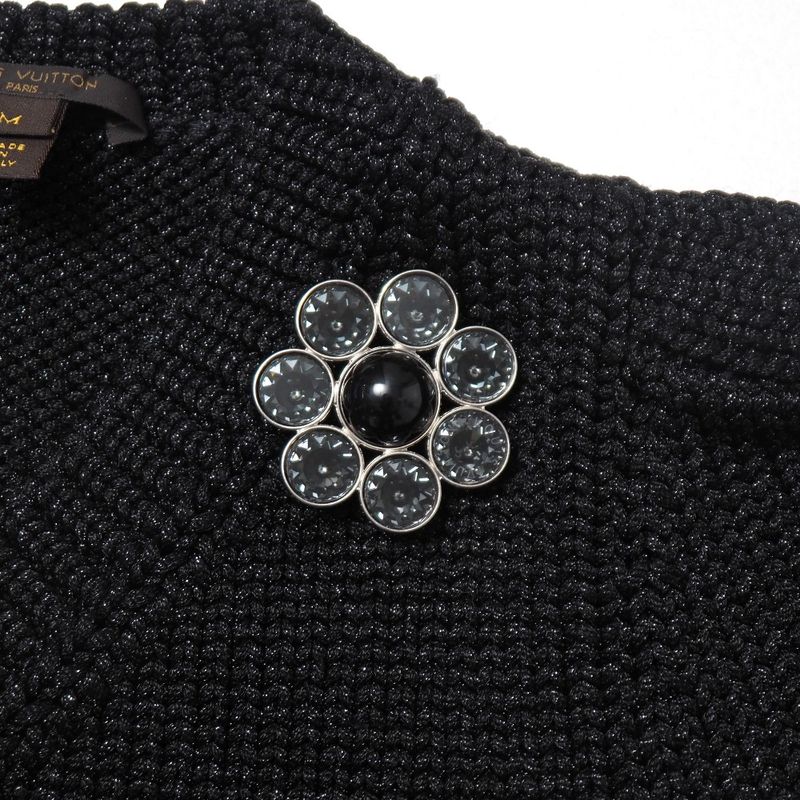Louis Vuitton Sweater Size M V-neck Lame Knit Decoration Made In Italy 20251105