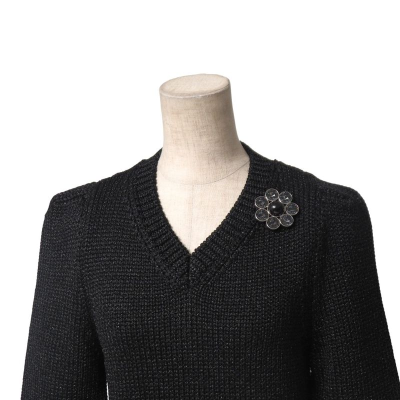 Louis Vuitton Sweater Size M V-neck Lame Knit Decoration Made In Italy 20251105