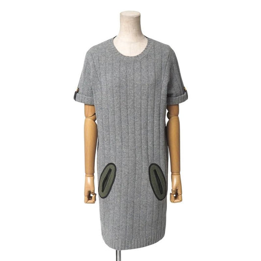 Louis Vuitton Knit Size M Short Sleeves Knit Dress Cut Cashmere Blend Knee