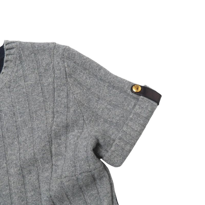 Louis Vuitton Knit Size M Short Sleeves Knit Dress Cut Cashmere Blend Knee