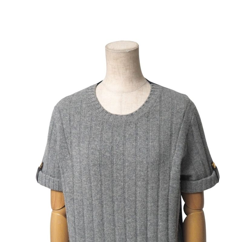 Louis Vuitton Knit Size M Short Sleeves Knit Dress Cut Cashmere Blend Knee