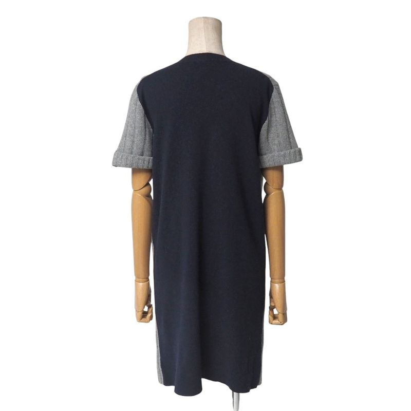 Louis Vuitton Knit Size M Short Sleeves Knit Dress Cut Cashmere Blend Knee