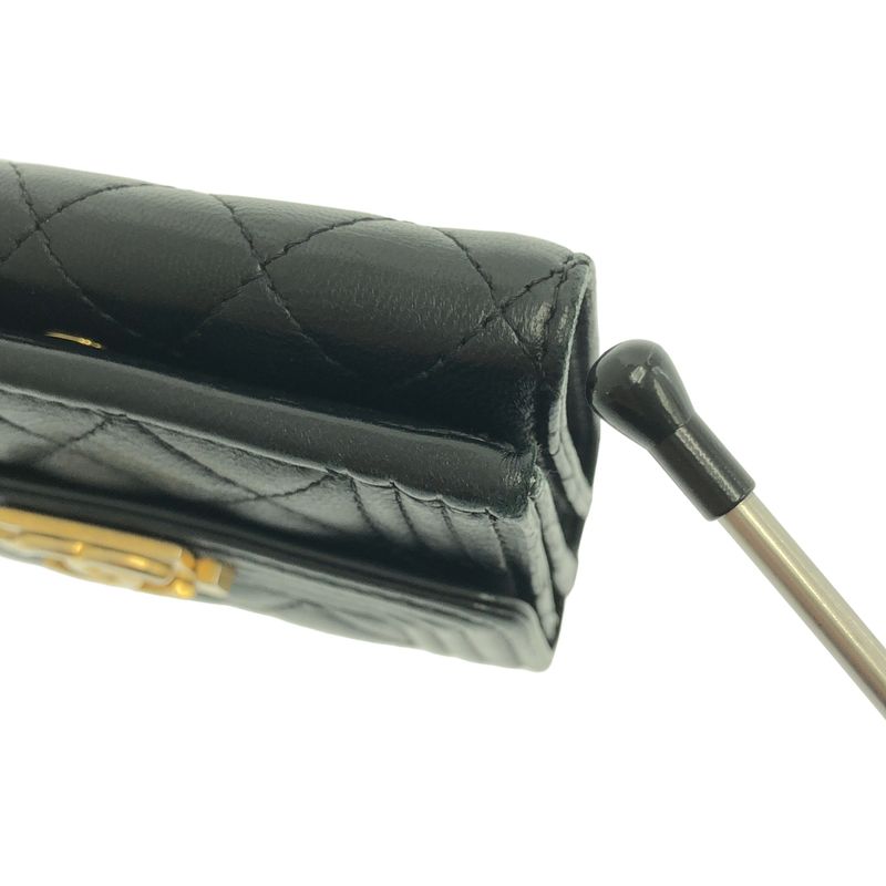 Chanel - Boy Chanel Matelasse Coco Mark Small Flap Compact Wallet Purse - Black