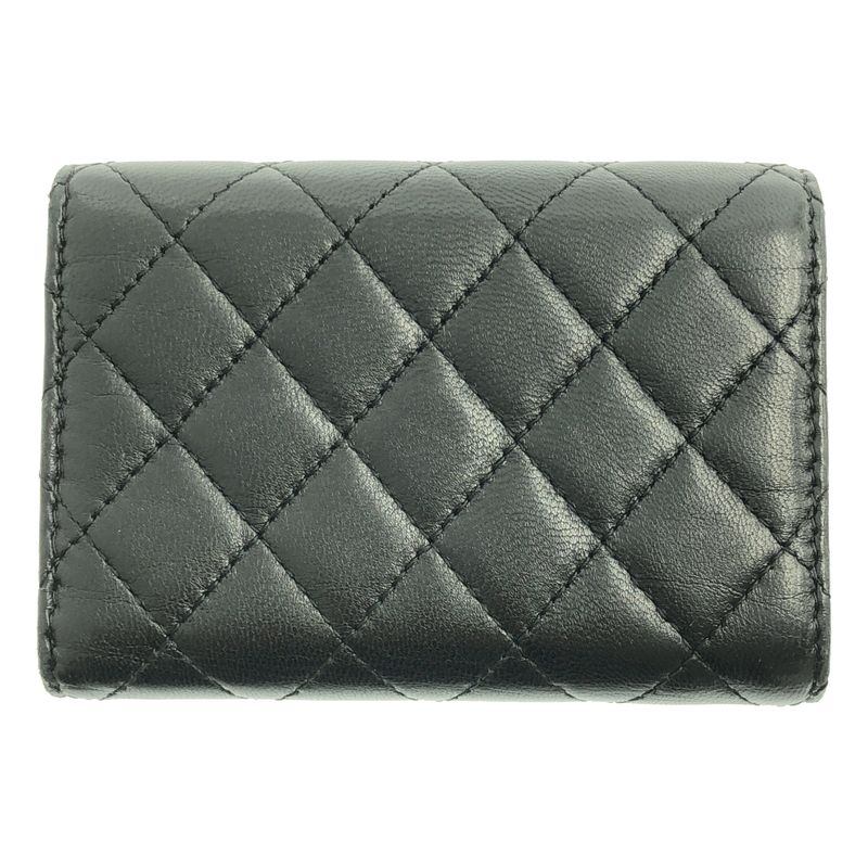 Chanel - Boy Chanel Matelasse Coco Mark Small Flap Compact Wallet Purse - Black