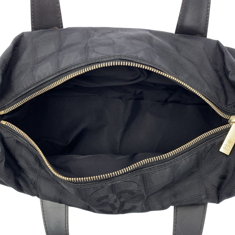 Chanel - A15828 New Travel Line Nylon Jacquard Mini Boston Bag - Black - Women