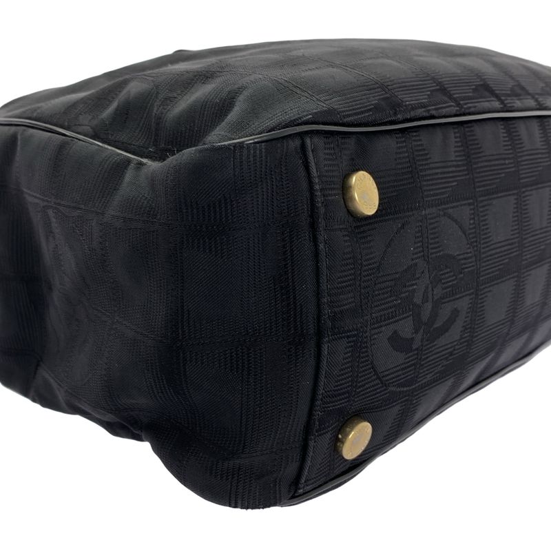 Chanel - A15828 New Travel Line Nylon Jacquard Mini Boston Bag - Black - Women