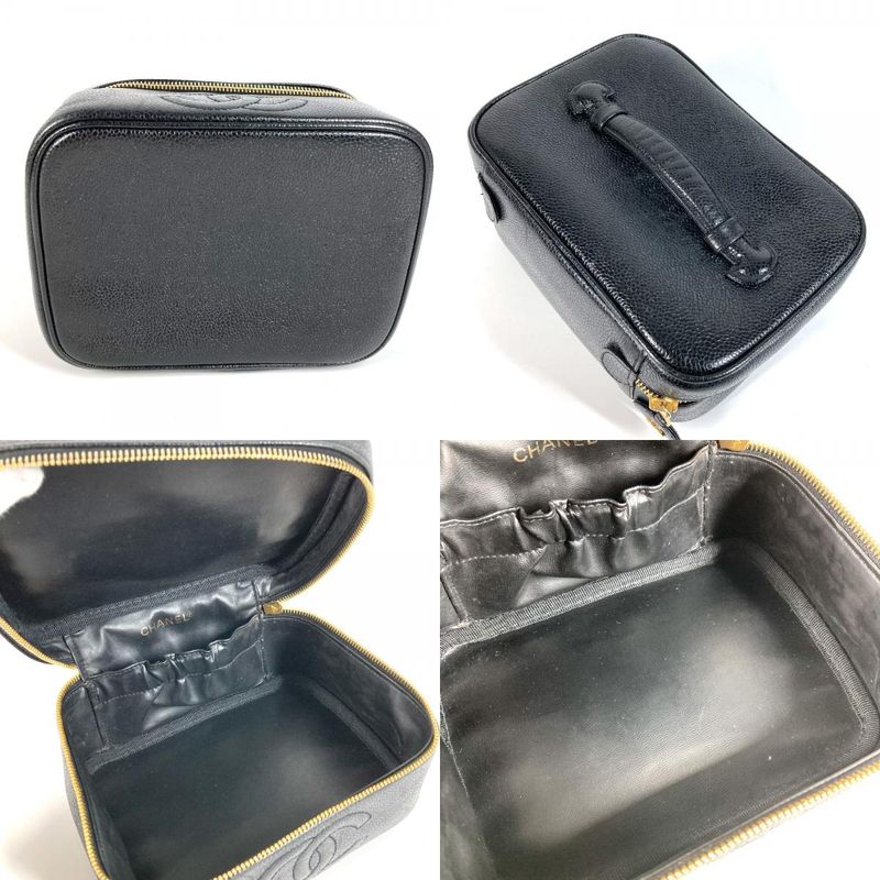 Chanel Handbag CC Coco Logo A01997 Caviar Skin Black