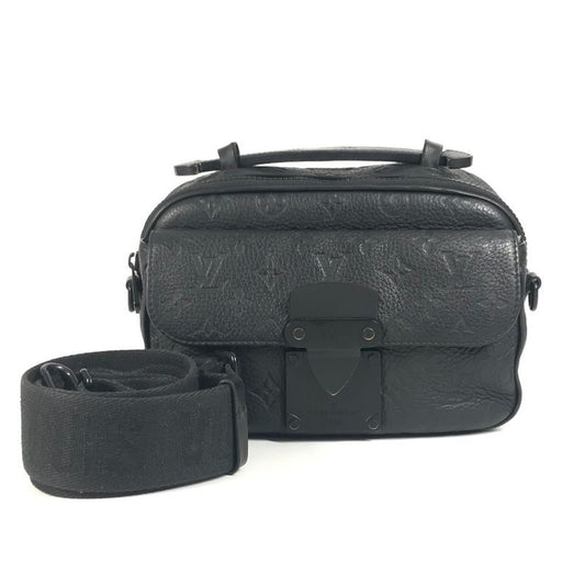 Louis Vuitton Shoulder Bag S-lock Messenger M58489 Taurillon Leather Noir Black