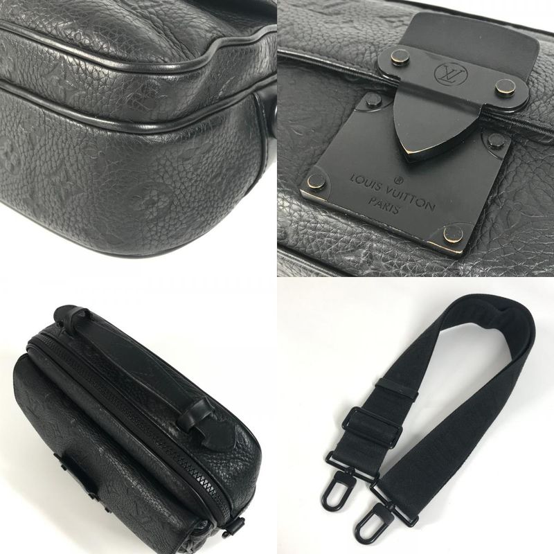 Louis Vuitton Shoulder Bag S-lock Messenger M58489 Taurillon Leather Noir Black