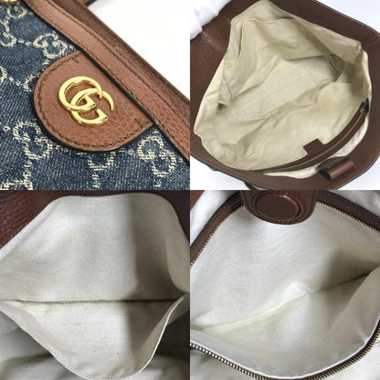 Gucci Shoulder Bag Ouverture Ophidia GG Medium 631685 Denim Blue