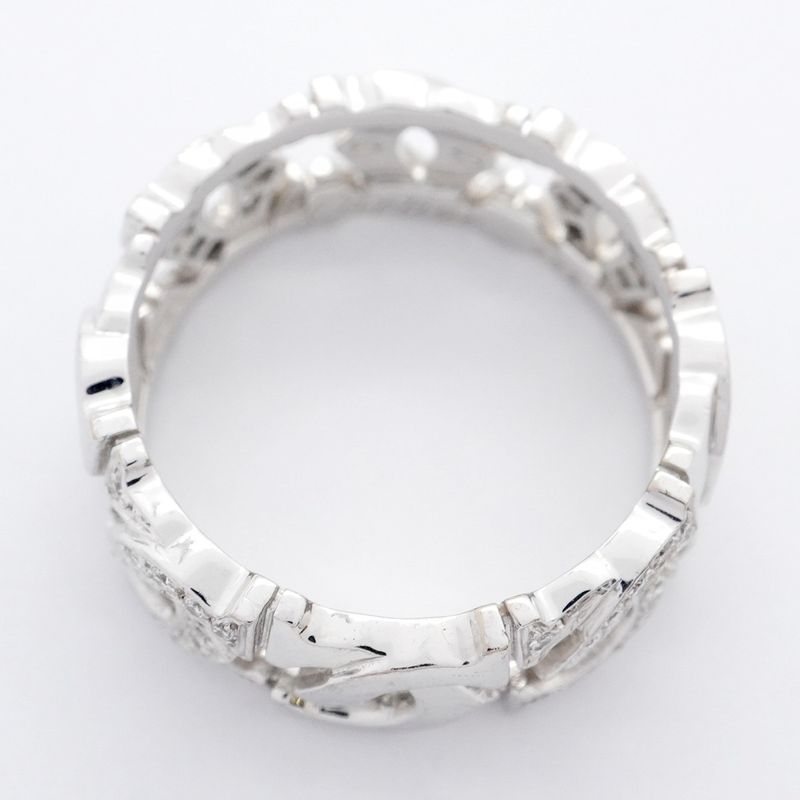 Cartier Ring Entrelacés 18K White Gold White Togo Old Diamond #55 Men Women