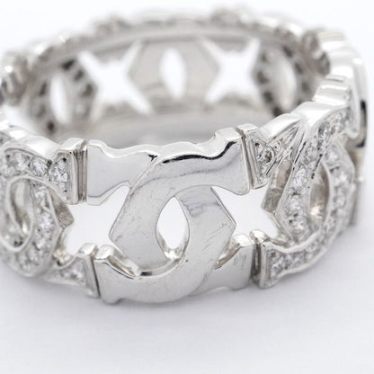 Cartier Ring Entrelacés 18K White Gold White Togo Old Diamond #55 Men Women