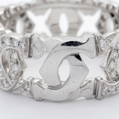 Cartier Ring Entrelacés 18K White Gold White Togo Old Diamond #55 Men Women