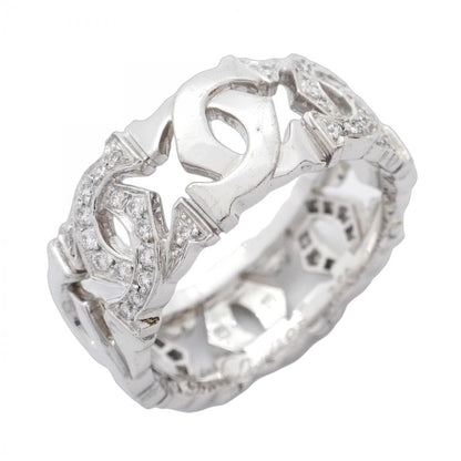 Cartier Ring Entrelacés 18K White Gold White Togo Old Diamond #55 Men Women