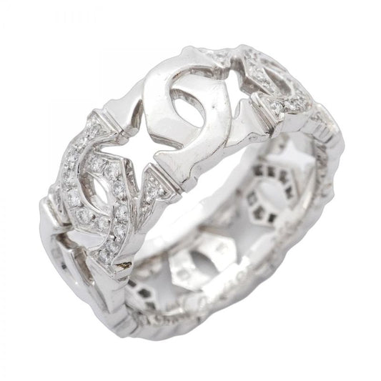Cartier Ring Entrelacés 18K White Gold White Togo Old Diamond #55 Men Women