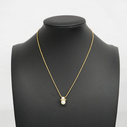 Christian Dior Necklace GP Plated Faux Pearl Rhinestone Gold Ladies