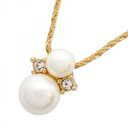 Christian Dior Necklace GP Plated Faux Pearl Rhinestone Gold Ladies