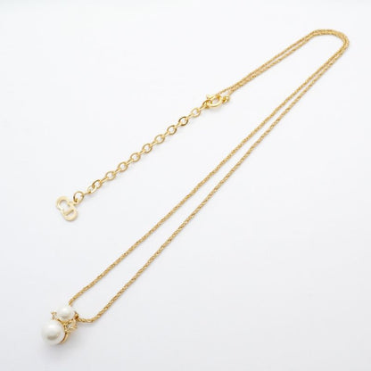Christian Dior Necklace GP Plated Faux Pearl Rhinestone Gold Ladies
