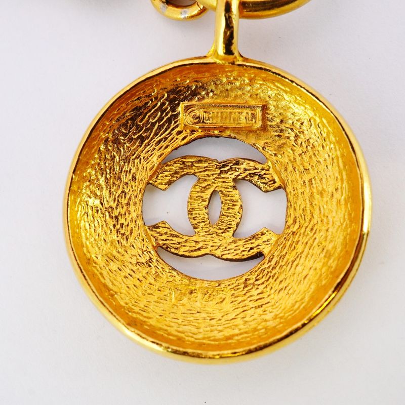 Chanel Necklace Vintage Coco Mark Round Shape Circle GP Plated Gold Ladies