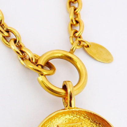 Chanel Necklace Vintage Coco Mark Round Shape Circle GP Plated Gold Ladies